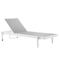 Modway EEI-3610-WHI-GRY White Gray Charleston Outdoor Patio Chaise Lounge Chair