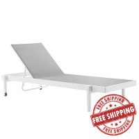 Modway EEI-3610-WHI-GRY White Gray Charleston Outdoor Patio Chaise Lounge Chair