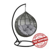 Modway EEI-3614-GRY-GRY Garner Teardrop Outdoor Patio Swing Chair