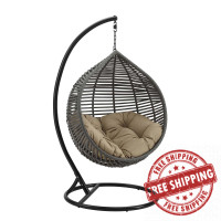 Modway EEI-3614-GRY-MOC Garner Teardrop Outdoor Patio Swing Chair