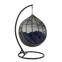 Modway EEI-3614-GRY-NAV Garner Teardrop Outdoor Patio Swing Chair
