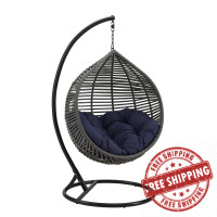 Modway EEI-3614-GRY-NAV Garner Teardrop Outdoor Patio Swing Chair