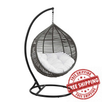 Modway EEI-3614-GRY-WHI Garner Teardrop Outdoor Patio Swing Chair