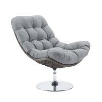 Modway EEI-3616-LGR-GRY Brighton Wicker Rattan Outdoor Patio Swivel Lounge Chair