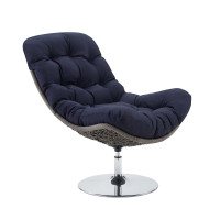 Modway EEI-3616-LGR-NAV Brighton Wicker Rattan Outdoor Patio Swivel Lounge Chair