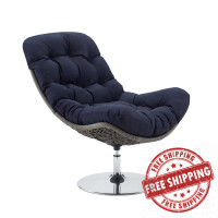 Modway EEI-3616-LGR-NAV Brighton Wicker Rattan Outdoor Patio Swivel Lounge Chair