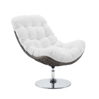 Modway EEI-3616-LGR-WHI Brighton Wicker Rattan Outdoor Patio Swivel Lounge Chair