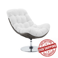 Modway EEI-3616-LGR-WHI Brighton Wicker Rattan Outdoor Patio Swivel Lounge Chair
