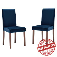 Modway EEI-3619-NAV Prosper Upholstered Velvet Dining Side Chair Set of 2 Navy