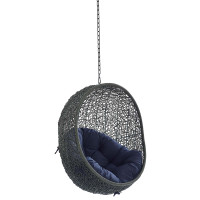 Modway EEI-3634-GRY-NAV Gray Navy Hide Sunbrella® Fabric Swing Outdoor Patio Lounge Chair Without Stand