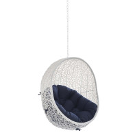 Modway EEI-3634-WHI-NAV White Navy Hide Sunbrella® Fabric Swing Outdoor Patio Lounge Chair Without Stand