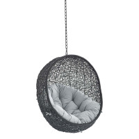 Modway EEI-3635-BLK-GRY Black Gray Encase Sunbrella® Fabric Swing Outdoor Patio Lounge Chair Without Stand