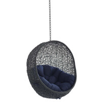 Modway EEI-3635-BLK-NAV Black Navy Encase Sunbrella® Fabric Swing Outdoor Patio Lounge Chair Without Stand