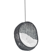 Modway EEI-3635-BLK-WHI Black White Encase Sunbrella® Fabric Swing Outdoor Patio Lounge Chair Without Stand