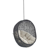Modway EEI-3636-BLK-BEI Black Beige Encase Swing Outdoor Patio Lounge Chair Without Stand