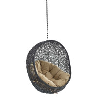 Modway EEI-3636-BLK-MOC Black Mocha Encase Swing Outdoor Patio Lounge Chair Without Stand