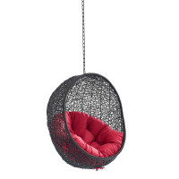 Modway EEI-3636-BLK-RED Black Red Encase Swing Outdoor Patio Lounge Chair Without Stand