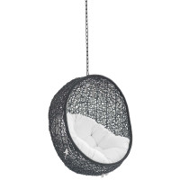 Modway EEI-3636-BLK-WHI Black White Encase Swing Outdoor Patio Lounge Chair Without Stand