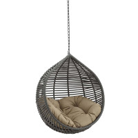 Modway EEI-3637-GRY-MOC Gray Mocha Garner Teardrop Outdoor Patio Swing Chair Without Stand