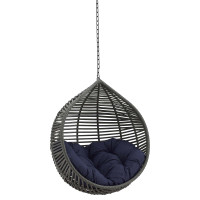 Modway EEI-3637-GRY-NAV Gray Navy Garner Teardrop Outdoor Patio Swing Chair Without Stand