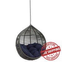Modway EEI-3637-GRY-NAV Gray Navy Garner Teardrop Outdoor Patio Swing Chair Without Stand