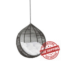 Modway EEI-3637-GRY-WHI Gray White Garner Teardrop Outdoor Patio Swing Chair Without Stand