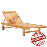 Modway EEI-3677-NAT Natural Hatteras Outdoor Patio Eucalyptus Wood Chaise Lounge Chair