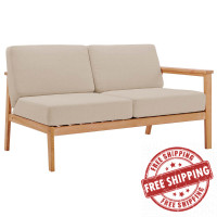 Modway EEI-3678-NAT-TAU Natural Taupe Sedona Outdoor Patio Eucalyptus Wood Right-Facing Loveseat