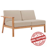 Modway EEI-3679-NAT-TAU Natural Taupe Sedona Outdoor Patio Eucalyptus Wood Left-Facing Loveseat