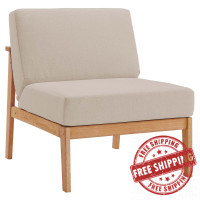 Modway EEI-3681-NAT-TAU Natural Taupe Sedona Outdoor Patio Eucalyptus Wood Sectional Sofa Armless Chair