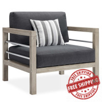 Modway EEI-3683-LGR-STE Wiscasset Outdoor Patio Acacia Wood Armchair
