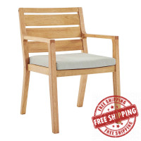 Modway EEI-3689-NAT-TAU Natural Taupe Portsmouth Karri Wood Outdoor Patio Dining Armchair