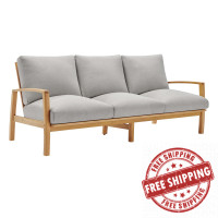 Modway EEI-3696-NAT-LGR Natural Light Gray Orlean Outdoor Patio Eucalyptus Wood Sofa