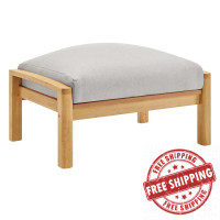 Modway EEI-3701-NAT-LGR Natural Light Gray Orlean Outdoor Patio Eucalyptus Wood Ottoman