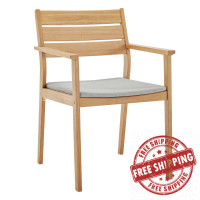 Modway EEI-3708-NAT-TAU Natural Taupe Viewscape Outdoor Patio Ash Wood Dining Armchair