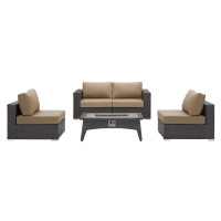 Modway EEI-3723-EXP-MOC-SET Convene 5 Piece Set Outdoor Patio with Fire Pit