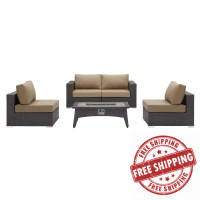 Modway EEI-3723-EXP-MOC-SET Convene 5 Piece Set Outdoor Patio with Fire Pit