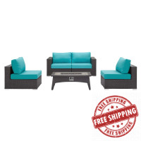 Modway EEI-3723-EXP-TRQ-SET Convene 5 Piece Set Outdoor Patio with Fire Pit