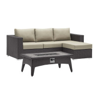 Modway EEI-3724-EXP-BEI-SET Convene 3 Piece Set Outdoor Patio with Fire Pit