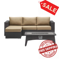 Modway EEI-3724-EXP-MOC-SET Convene 3 Piece Set Outdoor Patio with Fire Pit