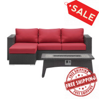 Modway EEI-3724-EXP-RED-SET Convene 3 Piece Set Outdoor Patio with Fire Pit
