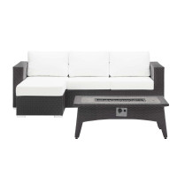 Modway EEI-3724-EXP-WHI-SET Convene 3 Piece Set Outdoor Patio with Fire Pit