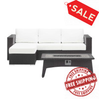 Modway EEI-3724-EXP-WHI-SET Convene 3 Piece Set Outdoor Patio with Fire Pit