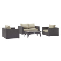 Modway EEI-3725-EXP-BEI-SET Convene 4 Piece Set Outdoor Patio with Fire Pit