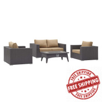 Modway EEI-3725-EXP-MOC-SET Convene 4 Piece Set Outdoor Patio with Fire Pit