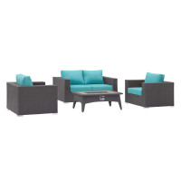 Modway EEI-3725-EXP-TRQ-SET Convene 4 Piece Set Outdoor Patio with Fire Pit