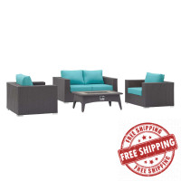 Modway EEI-3725-EXP-TRQ-SET Convene 4 Piece Set Outdoor Patio with Fire Pit