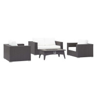 Modway EEI-3725-EXP-WHI-SET Convene 4 Piece Set Outdoor Patio with Fire Pit