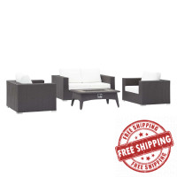 Modway EEI-3725-EXP-WHI-SET Convene 4 Piece Set Outdoor Patio with Fire Pit