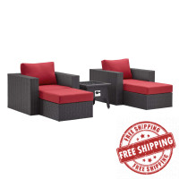 Modway EEI-3726-EXP-RED-SET Convene 5 Piece Set Outdoor Patio with Fire Pit